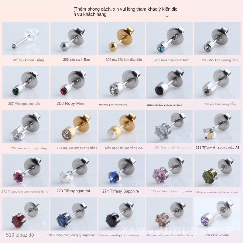 Bộ Khuyên Tai Xỏ Tự Động Bằng Thép Không Gỉ Sử Dụng Một Lần Phong Cách Mới