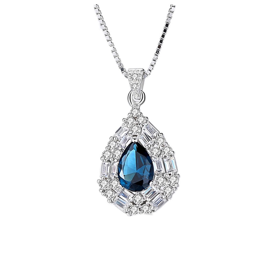 Bộ trang sức bạc S925 nữ thiết kế hình giọt nước đính đá màu sang trọng - BDM2316 - Bảo Ngọc Jewelry