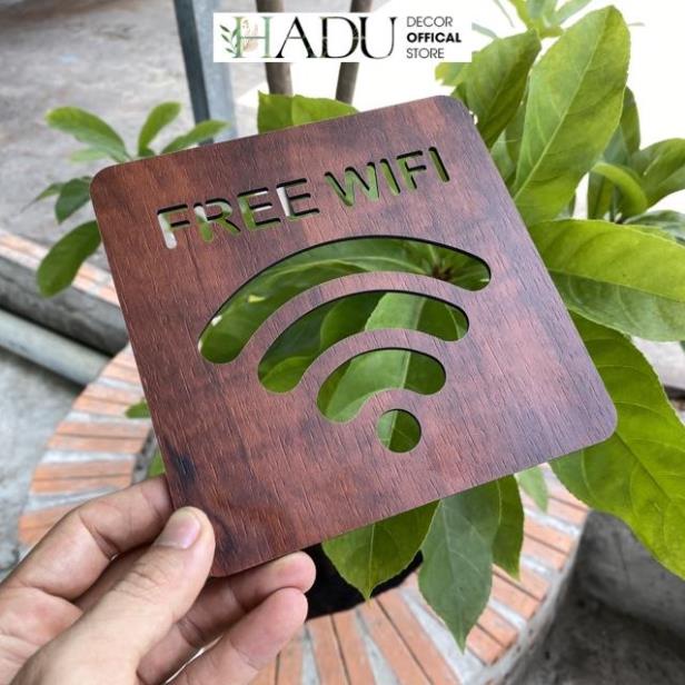 Bảng Gỗ Decor Free Wifi trang trí quán Cafe Homestay - HaduDecor