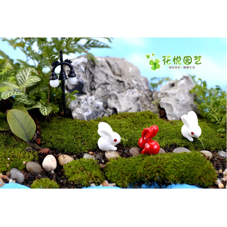 Mô hình thỏ ngọc Trắng và Đỏ siêu cute trang trí tiểu cảnh