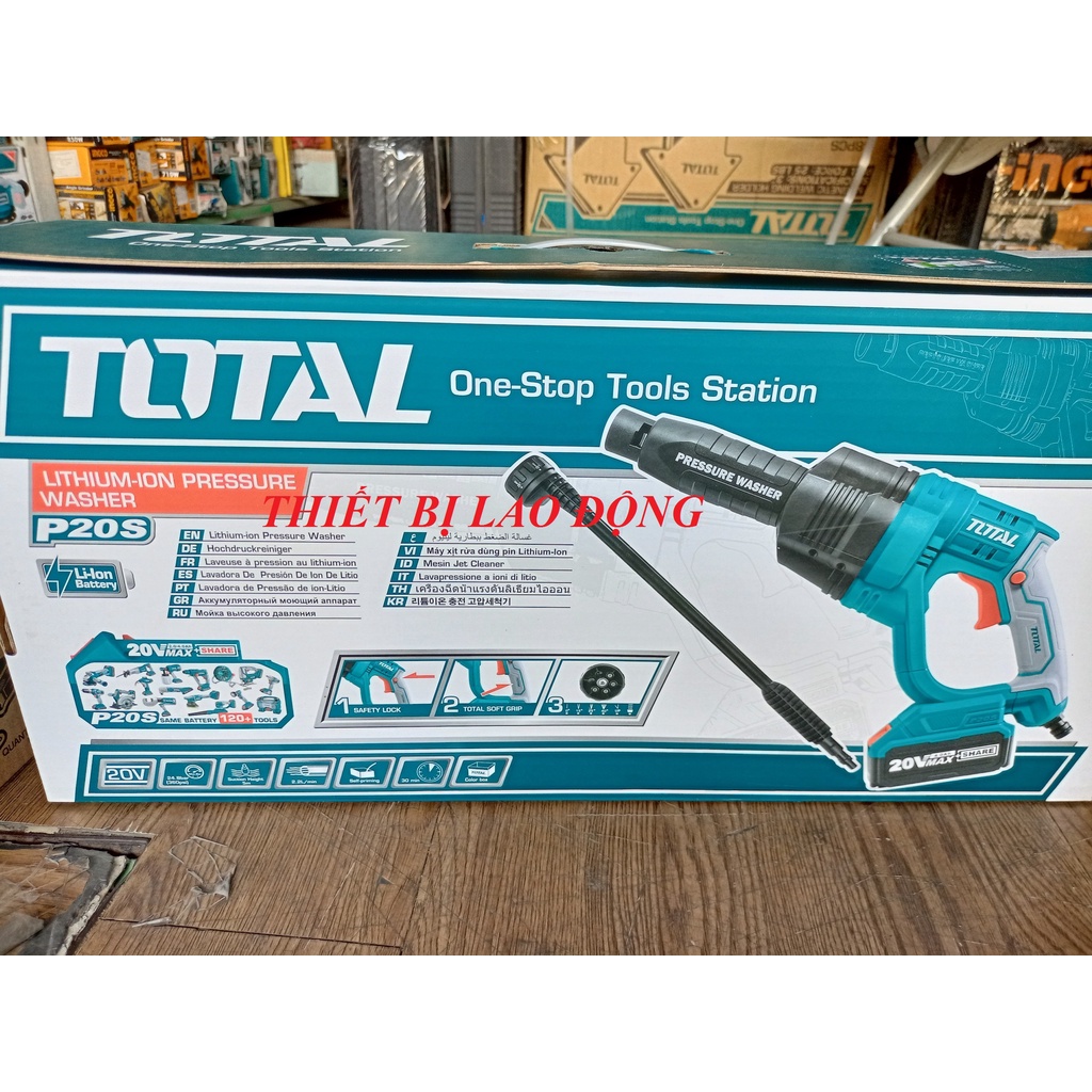 Máy xịt rửa áp  lực dùng pin  Lithium-ion  20V/4.0Ah TOTAL TPWLI20084