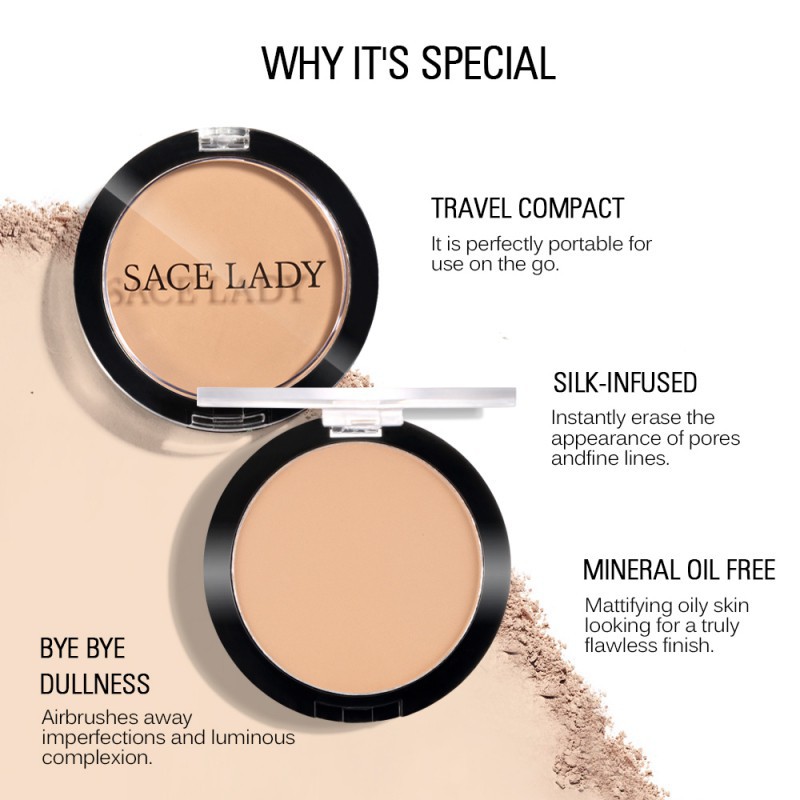 (Hàng Mới Về) Phấn Phủ Dạng Nén Kiềm Dầu Che Khuyết Điểm Không Thấm Nước Sace Lady | BigBuy360 - bigbuy360.vn