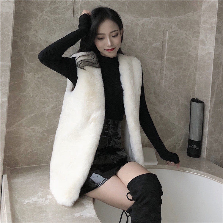Áo khoác lông thỏ không tay thời trang thu đông Plus Size 20