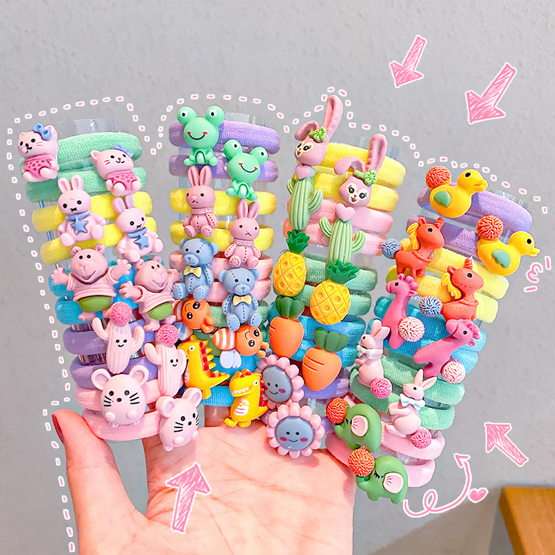 Set 10 dây buộc tóc Haimeikang nylon cao su co giãn hoạt hình dễ thương thời trang mới cho bé gái