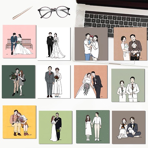 Album 28 Set thiệp postcard couple decor có sẵn decor trang trí nhà