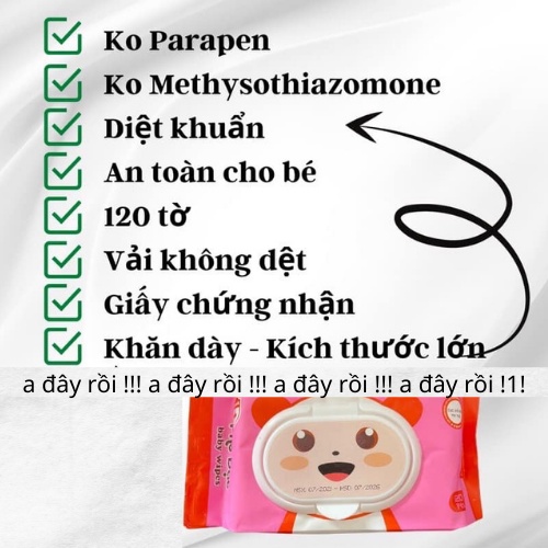 Khăn giấy ướt baby Phú Đạt 120 tờ hình gấu siêu dai,mềm,mịn không mùi cho bé