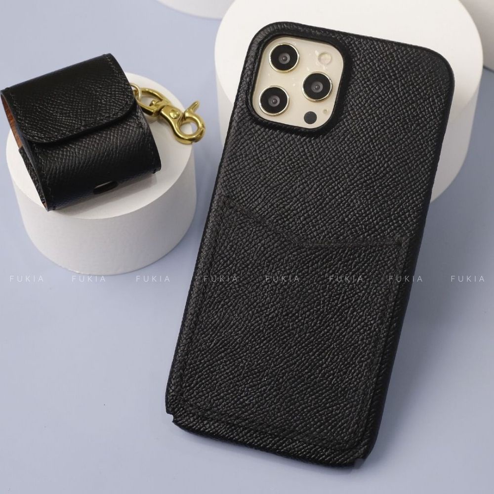 Ốp da thủ công khe thẻ Epsom dành cho IPhone 13 Promax/ 13 Pro/ 13/ 12 Promax/ 12 Pro/ 12 / 11 Promax FUKIA ODTC108