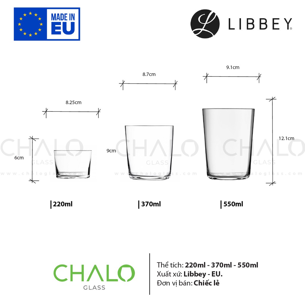 Ly thủy tinh không đáy siêu mỏng Libbey Cidra  - 370ml - 550ml - 920185 - 820690