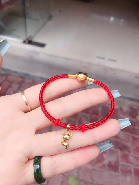 Vòng tay mặt hồ ly vàng 10kara kèm dây đeo