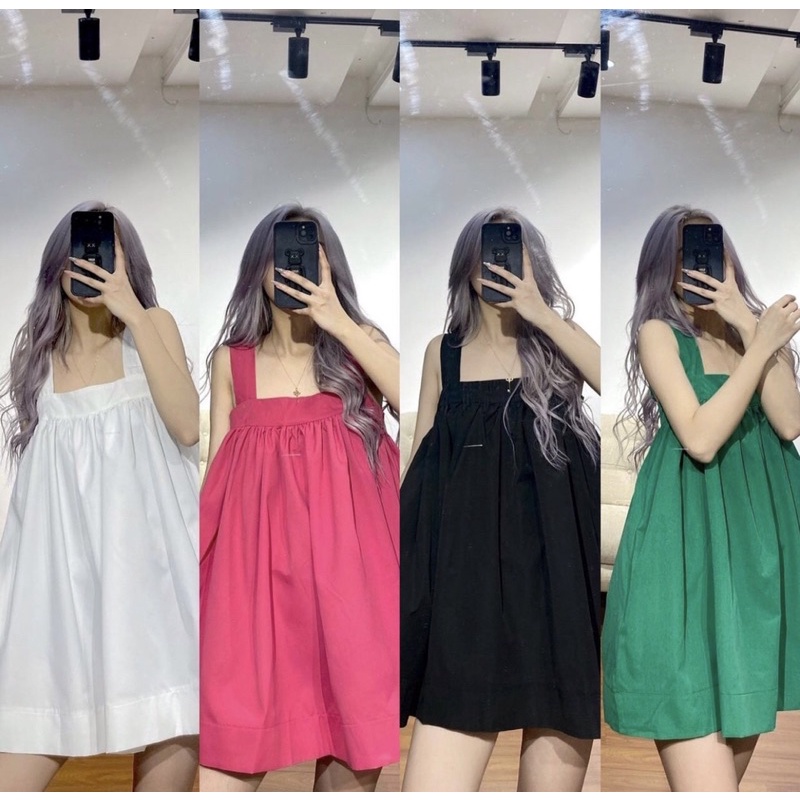 Váy Hai Dây, Váy Babydoll Hai Dây Dáng Xoè Bồng Bềnh Form Rộng Đi Biển Phong Cách Hàn Quốc - Kola Dress