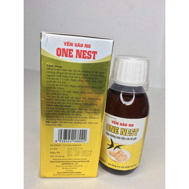 Siro Yến Sào ONe Nest Chính Hãng Gía Sỉ + Tặng Khủng Long chút chít cho bé yêu