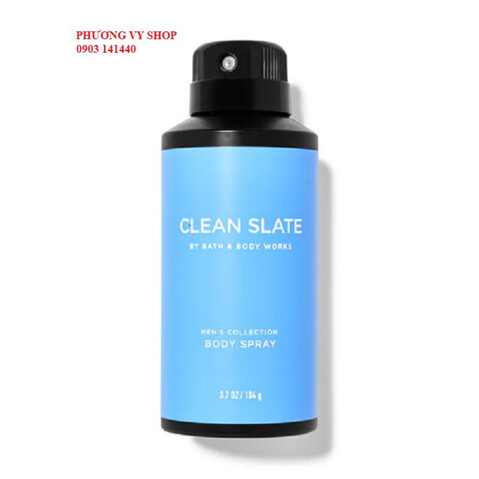 Xịt thơm khử mùi hương nước hoa dành cho nam BBW CLEAN SLATE