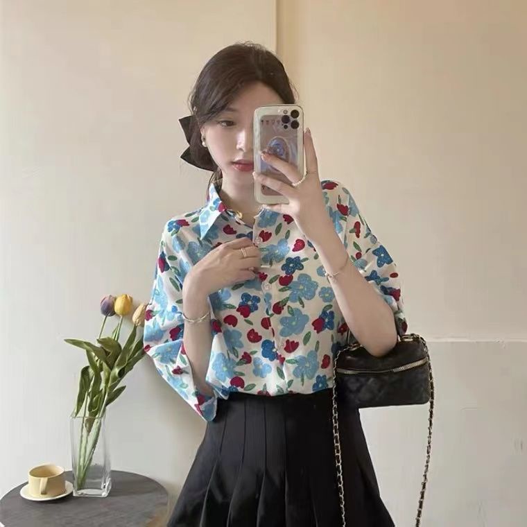 Áo Sơ Mi Hoa Tay Ngắn Dáng Rộng Thiết Kế Mới Thời Trang Mùa Hè Dành Cho Nữ