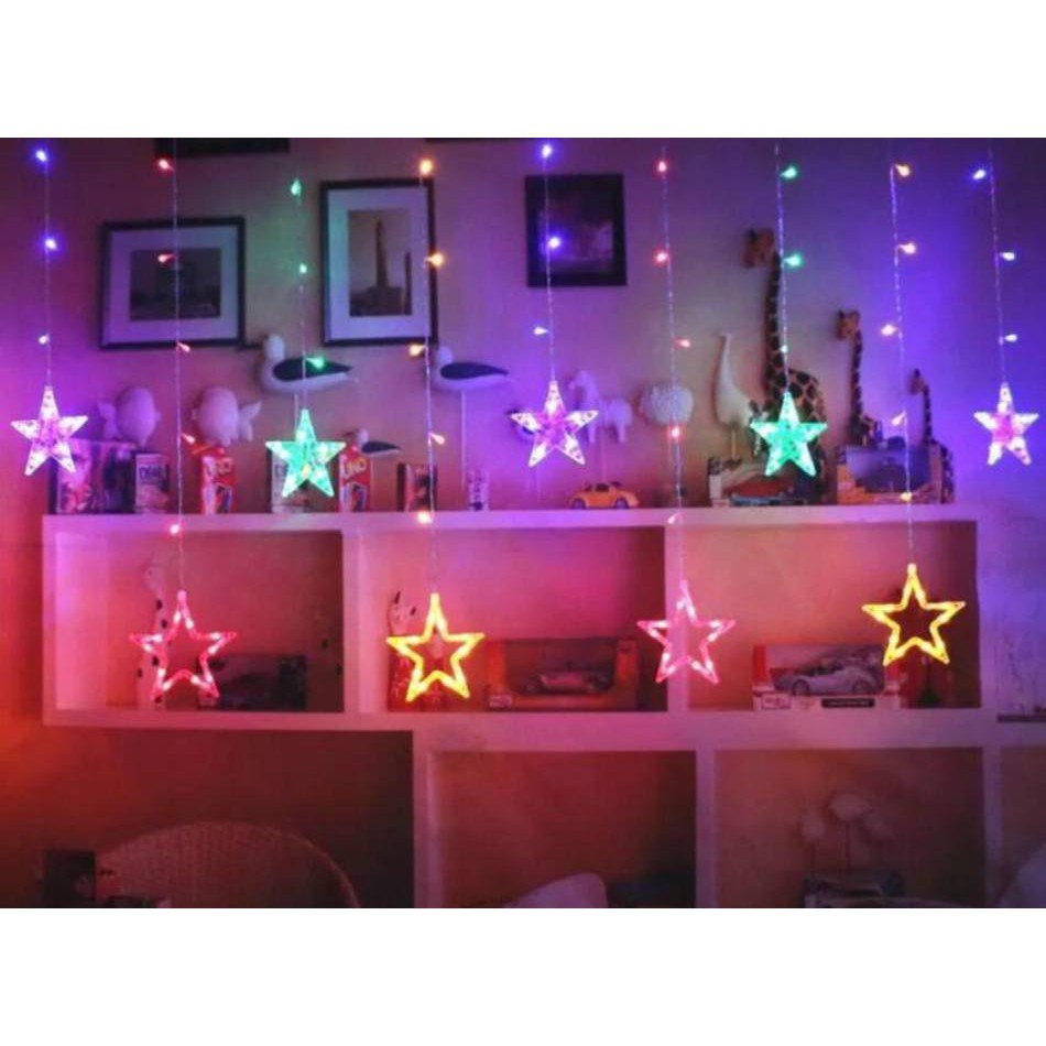 Đèn rèm ngôi sao lớn nhỏ xen kẽ