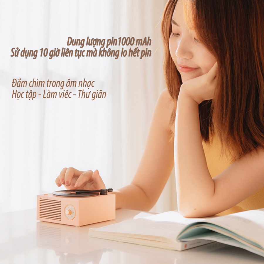 Loa Bluetooth Mini Đĩa Than Vinyl  Âm Bass trầm Retro X10 Decor phong cách cổ điển Vintage