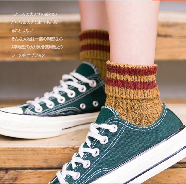 Vớ vintage Harajuku cô gái Nhật cổ cao cotton phối giày oxford retro sinh viên ulzzang converse Hàn Quốc lenvintage🌿