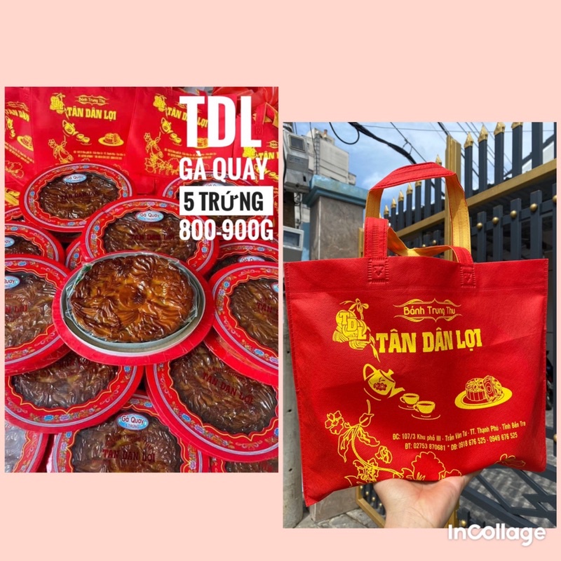 Bánh trung thu gà quay Tân Dân Lợi loại lớn(3 trứng - 15 trứng) có sẵn hộp và túi đựng