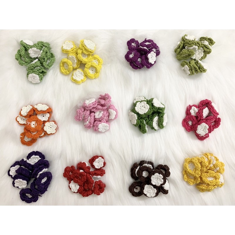 Set 5 Hoa len handmade phụ kiện làm đồ handmade,hoa handmade