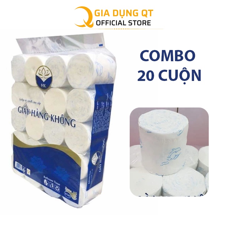 COMBO 20 CUỘN Giấy vệ sinh Hàng Không, giấy dẻo dai 3 lớp không lỗi