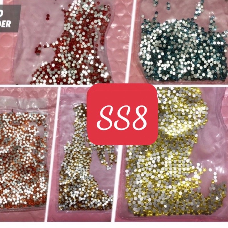 Đá nail SS8 chân bằng trang trí móng tay làm hoa bột nail- phụ kiện gắn giày dép, điện thoai