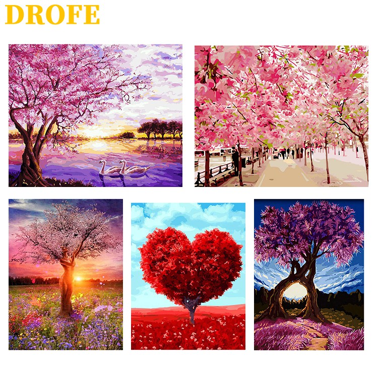 Bộ tranh số hóa tự làm DROFE 40x50cm hình phong cảnh độc đáo