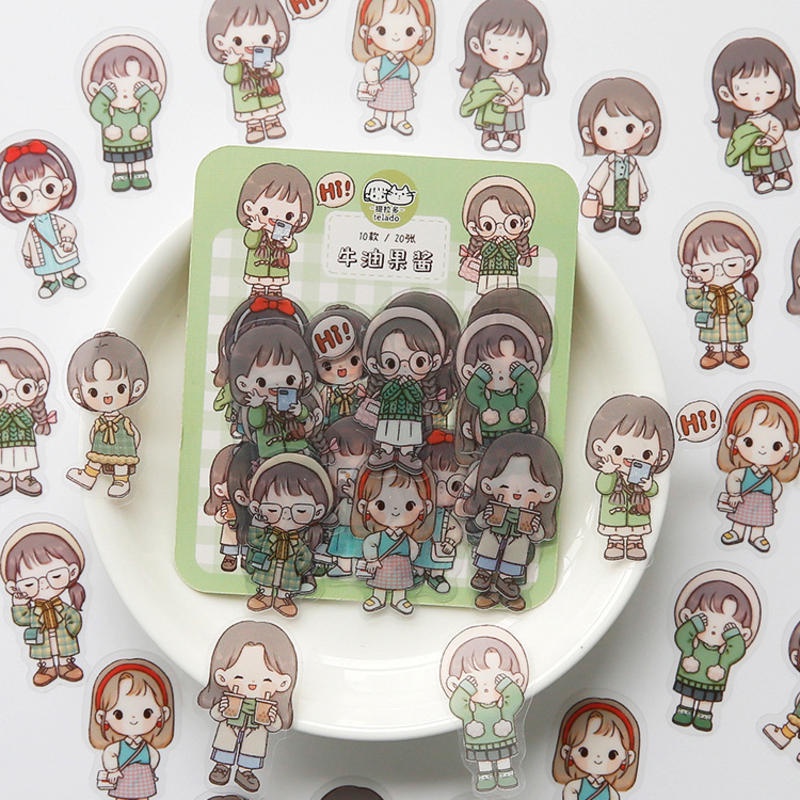 ⭐ iLado ⭐【10PCS】 telado sticker PET Không Thấm Nước Nhãn Hình Dán Cute Sticker Dễ Thương Sticker Trang Trí Sổ Dán Sổ Lưu Trữ Sticker Tập Vở Hiểm Bộ Sticker Nhãn Dán Sổ Chiết Lưu Trữ Trang Trí Sổ Hình Dán Sticker