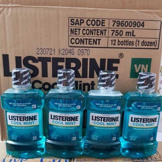 Nước súc miệng hơi thở thơm mát listerine cool mint mouthwash chai 750ml,250ml,100ml