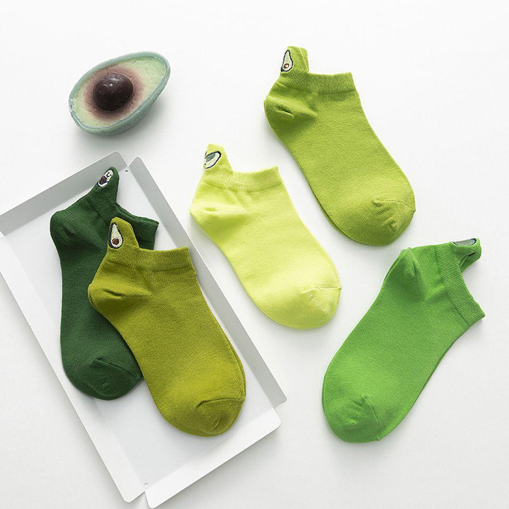 Vớ Cotton Thoáng Khí Màu Xanh Lá In Họa Tiết Trái Cây Thời Trang Mùa Hè Cho Nữ