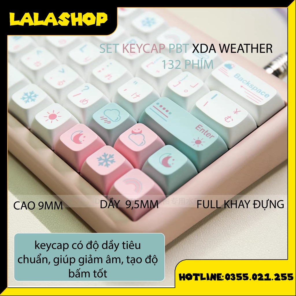 Bộ Nút Cho Bàn Phím Bằng Nhựa PBT XDA WEATHER 132 PHÍM CHO BÀN PHÍM CƠ