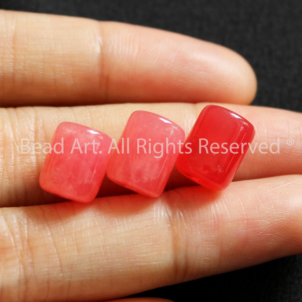 [1 Hạt/3 Hạt/5 Hạt] 10x8MM Đá Phong Thuỷ Dạng Lu Thống Màu Đỏ Hồng (Cherry Red Jade), Hoả, Thổ, Chuỗi Hạt S44 - Bead Art