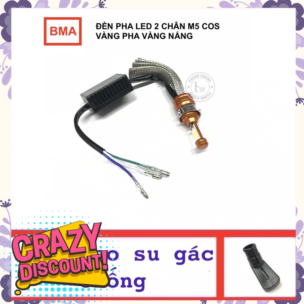 Đèn pha led 2 chân M5 cos vàng pha vàng nắng, tặng cao su gác chân chống thanh khang 001000094 006000597