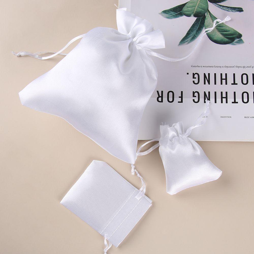 Túi Dây Rút Chất Liệu Satin Màu Trắng Dùng Để Đựng Trang Sức / Kẹo