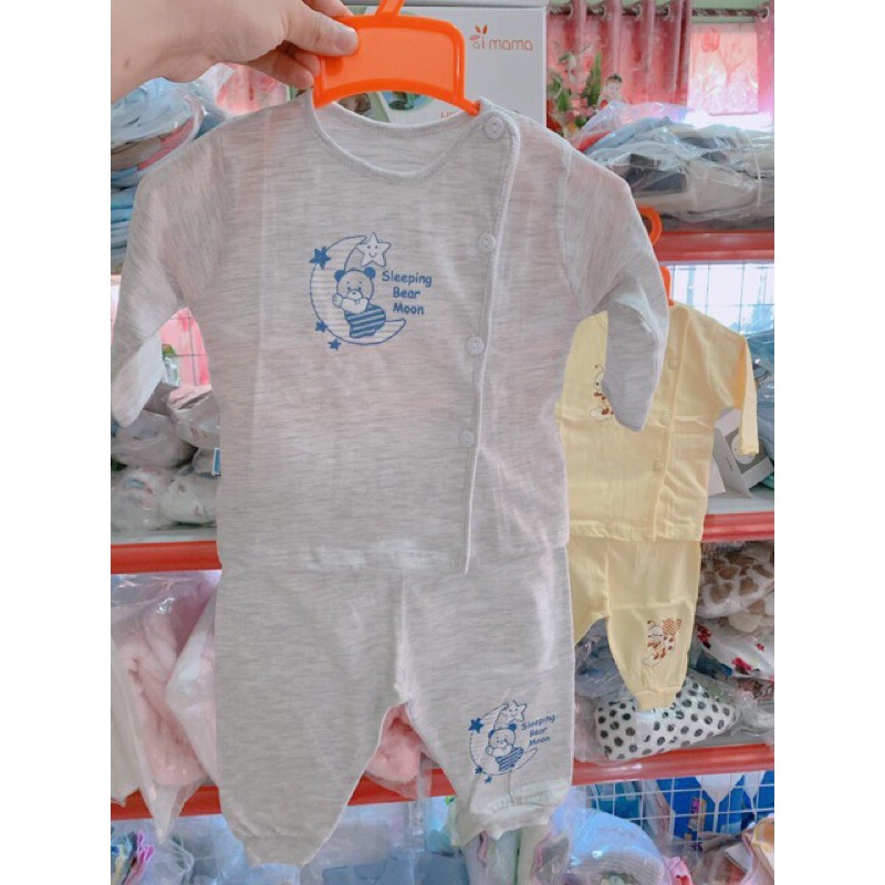 Bộ sơ sinh cotton cài lệch cho bé