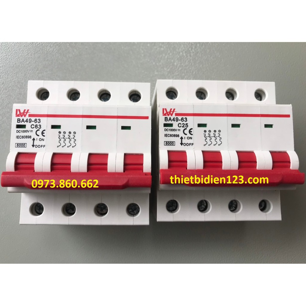 Bộ ngắt mạch MCB 2P 1000VDC dùng cho năng lượng mặt trời SOLAR -TBĐ
