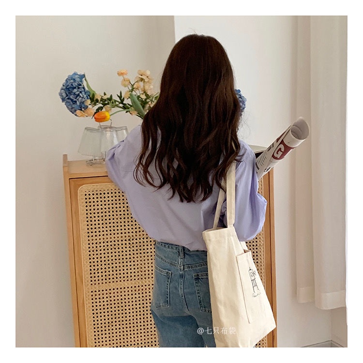 Túi Đeo Vai Vải Canvas Cỡ Lớn In Họa Tiết Phong Cách Vintage Thân Thiện Với Môi Trường