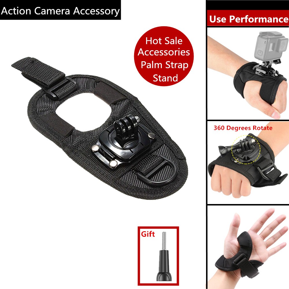 GoPro Hero 9 8 7 6 5 Insta360 One X X2 R DJI Action Camera Accessory 360 Degrees Rotation Hand Band Arm Wrist Palm Strap Belt Mount Stand