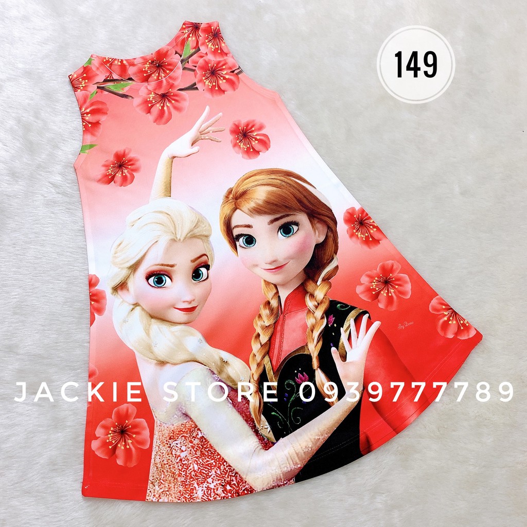 đầm công chúa elsa ana hoa mai đỏ