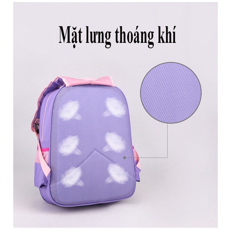 [Hàng đẹp] Ba lô trẻ em mới đi học cho bé gái học sinh cấp 1, 2 Balo Đi Học Siêu Nhẹ In Hình Nàng Tiên Cá, khủng long