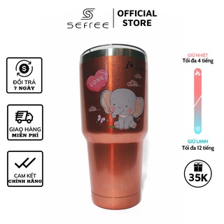 Ly giữ nhiệt sefree cao cấp 900ml nắp trượt lõi inox 304 in hình dễ thương hàng chính hãng