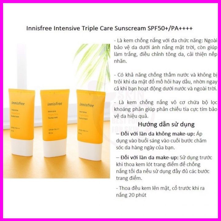 [Kem Chống Nắng Innisfree] No Sebum, Long Lasting, Triple shield