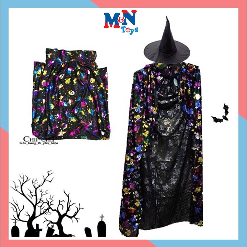 Bộ hóa trang phù thủy halloween - áo choàng Halloween dài 1,2m cho thanh thiếu niên