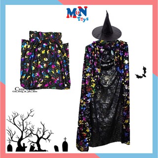 Bộ hóa trang phù thủy halloween - áo choàng Halloween dài 1,2m , 1,4m cho thanh thiếu niên (không kèm mũ)
