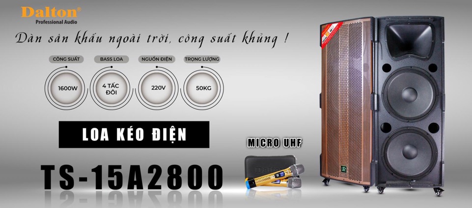 Loa kéo điện công suất lớn chính hãng Dalton TS-15A2800 ( 2 loa bass 40cm, 1600w)