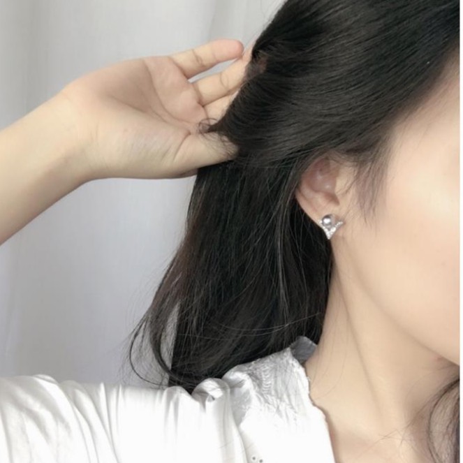 BÔNG TAI CHỮ V ĐÍNH ĐÁ HÀN QUỐC