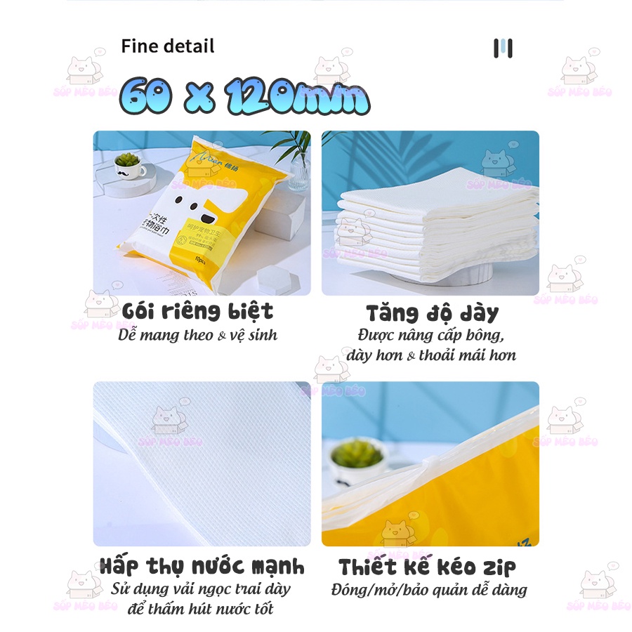 Khăn lót sinh, lót ổ cho Cún Mèo Mian bông tơ cực dày và thấm nước 60*120mm