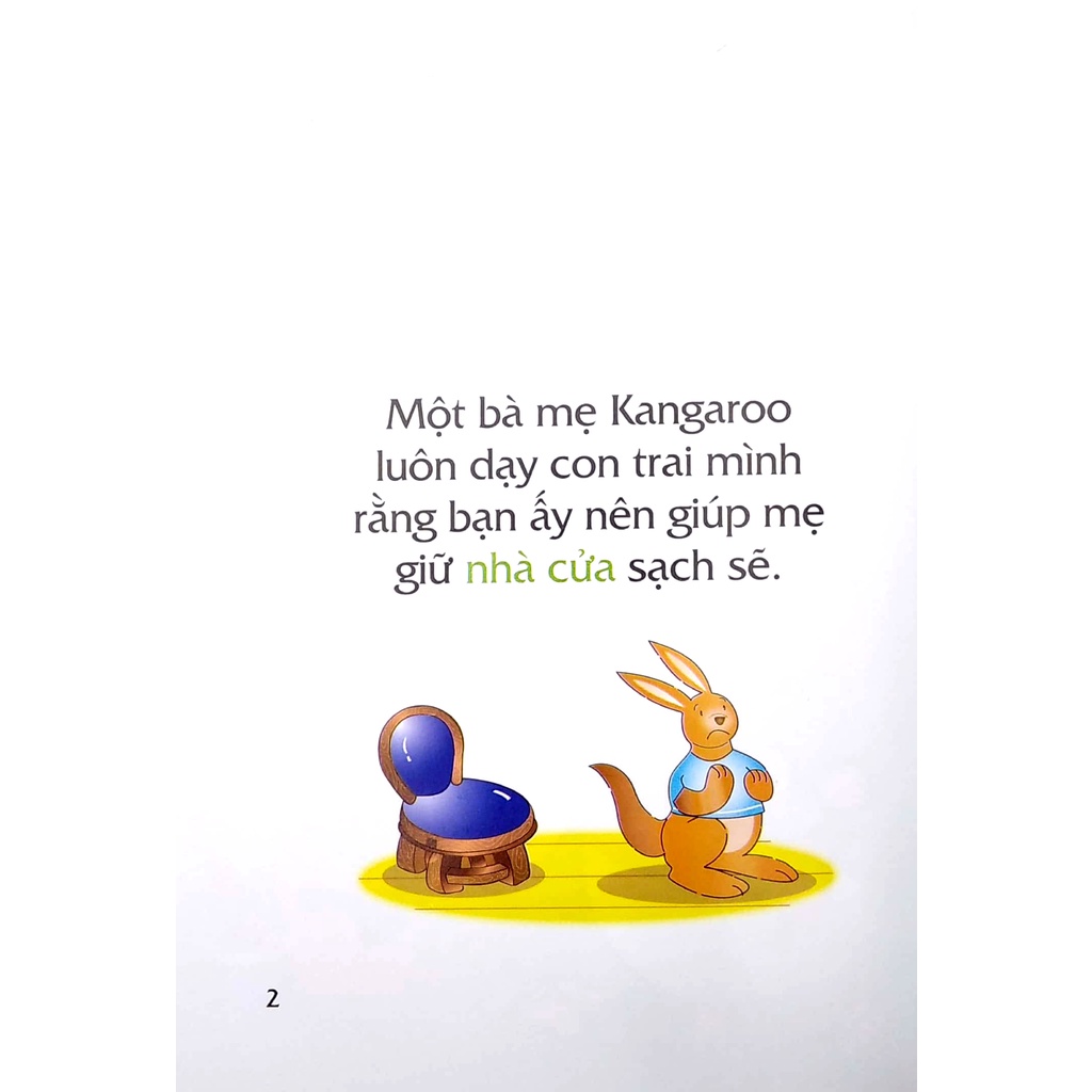 Sách - Truyện Tranh Song Ngữ Việt - Anh Cho Bé - A Clean And Tidy Kangaroo - Bạn Kangaroo Sạch Sẽ, Gọn Gàng