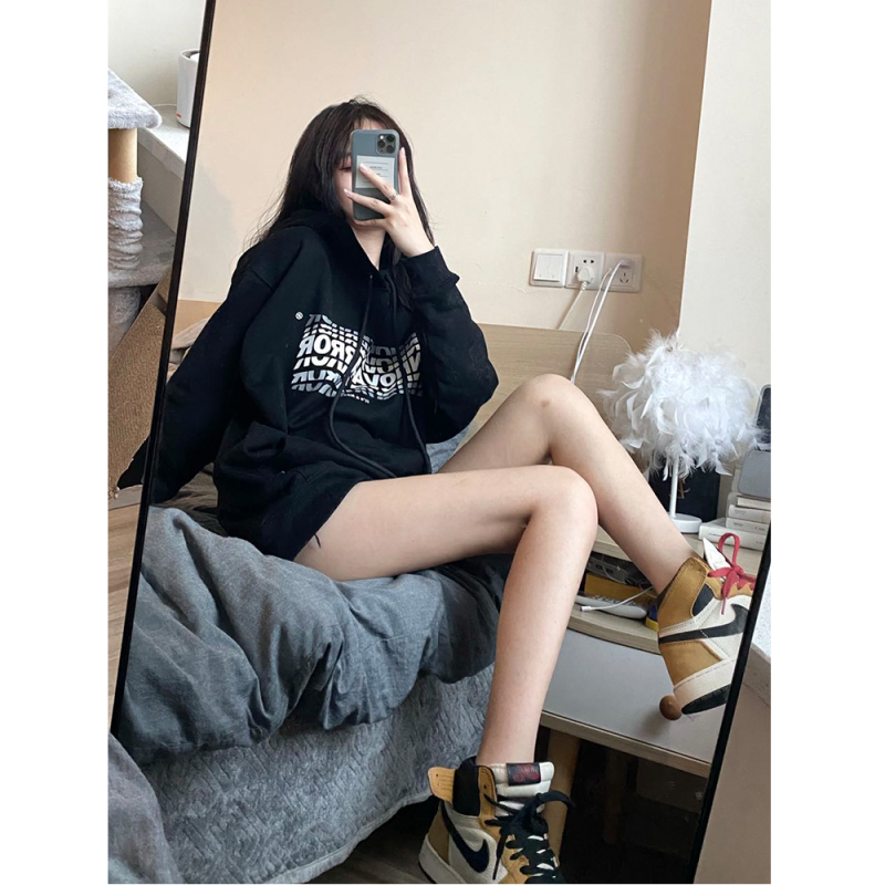 Áo hoodie tay dài in hoạ tiết chữ phong cách ulzzang Hàn Quốc