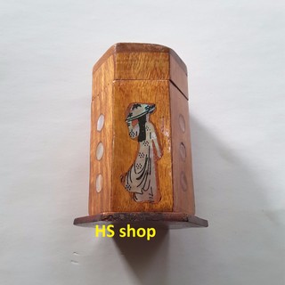 Lọ đựng tăm bằng gỗ khảm trai - Đẹp, đơn giản, dân rã - NPP HS shop