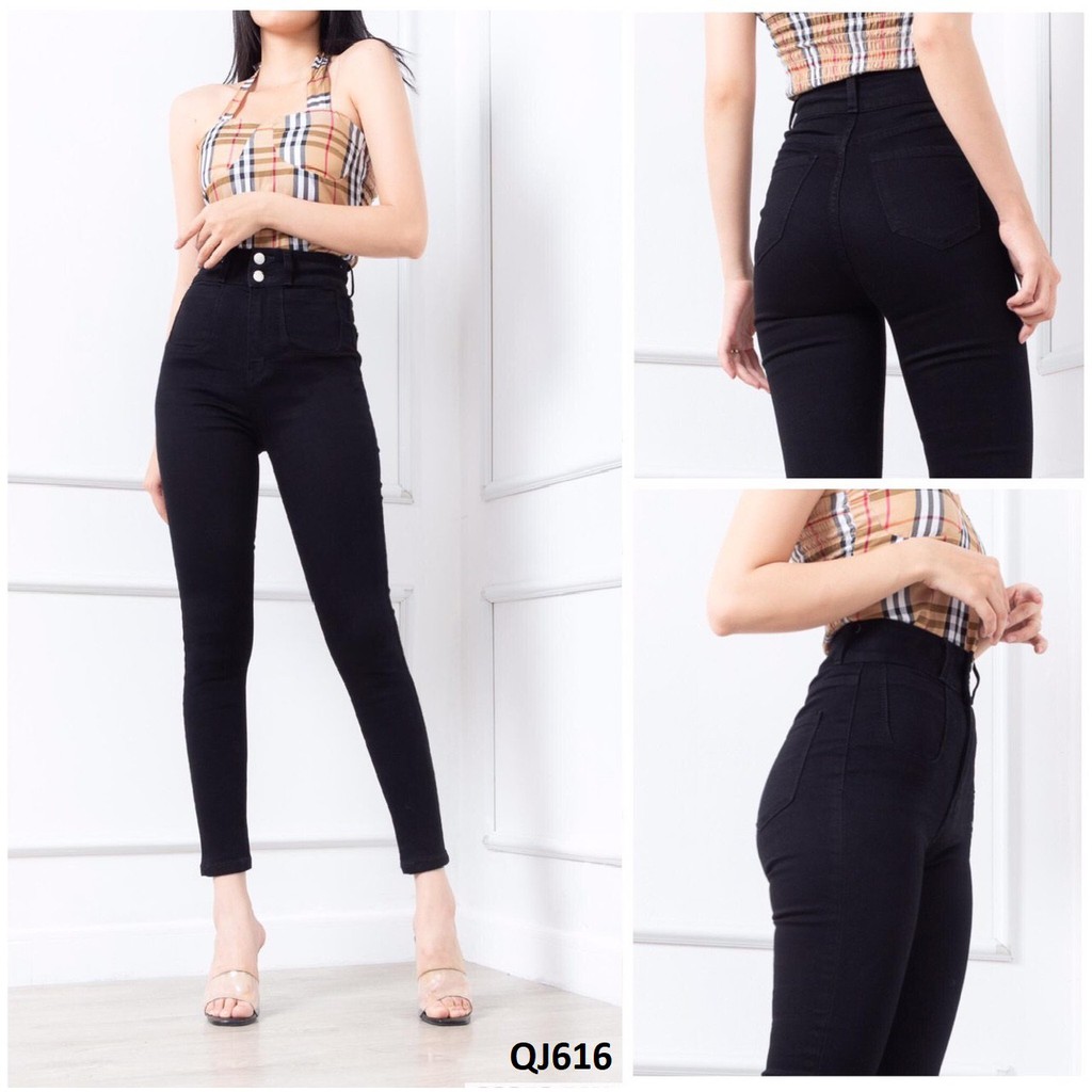 Quần jeans nữ lưng cao hack dáng hai túi nhỏ QJ616