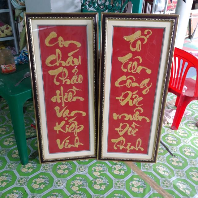 Kít tranh thêu câu đối